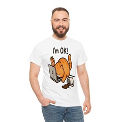 Cat I’m OK Sad Cat Hard Work Office Employee Funny Cool Cat T-Shirt