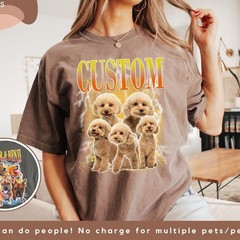 Vintage Bootleg Pet Portrait Shirt Custom Dog Photo And Name Tee Gift Idea