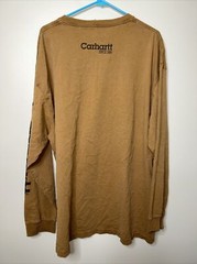 Carhartt Shirt Mens XXL Brown Cotton Spell Out Arm Graphic Work Wear Classic