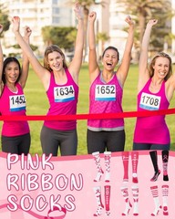 12 Pairs Breast Cancer Awareness Socks Bulk Pink Ribbon Knee High Compression…