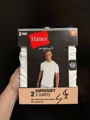 Hanes 2 Pack Supersoft Tagless T-Shirts – White – Medium (38-40″)