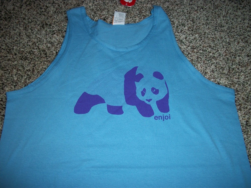 ENJOI New NWT Mens Tank Top Sleeveless Shirt Blue Panda LARGE XL
