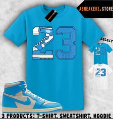 Shirt Matching AJ 1 High OG UNC Reimagined Match Sneaker Retro Number 23 T-Shirt