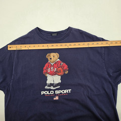 Vintage 90s Polo Sport Ralph Lauren Men’s T-Shirt Size Large Navy Blue Bear USA