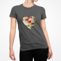 Faux Patchwork Quilted Heart T-Shirt | Patch Heart Tee