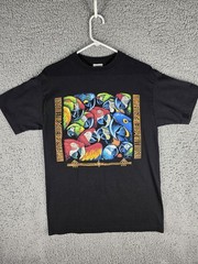 Vintage Nancy Blowers Parrot Shirt Mens Medium Black Colorful Birds Art 90s Tee