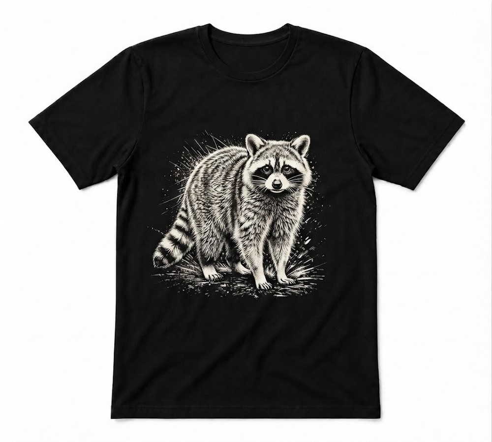 Raccoon Animal Lover Woodland Wildlife Gift Unisex Black T-shirt