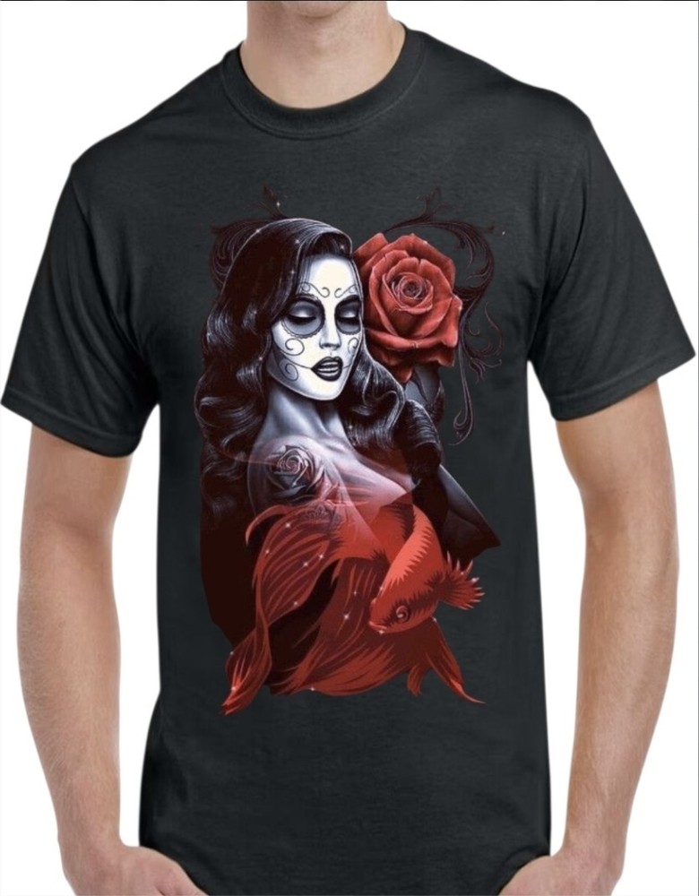 Dia De Los Muertos Black Men’s T-Shirt Small To 3X-Large #4