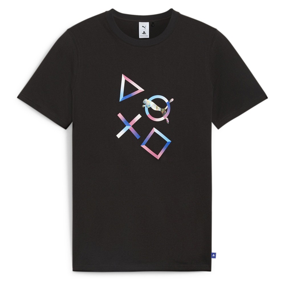 PUMA X Playstation Graphic Print Crew Neck Short Sleeve T-Shirt Mens Black Casu