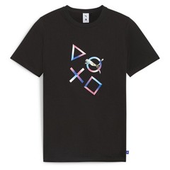 PUMA X Playstation Graphic Print Crew Neck Short Sleeve T-Shirt Mens Black Casu
