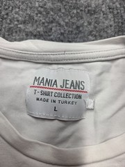 Mania Jeans T Shirt Mens Sz L White Graphic Short Sleeve Crew Neck Fashion Top