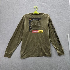 American Eagle Outfitters Men Shirt L/G/G Olive Green Globe Graphic Tee Logo