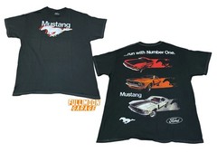 New Ford Mustang Run Number 1 Classic Car 2 Sided Mens Vintage Throwback T-Shirt