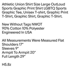Athletic Union Shirt Size Large OutLoud Sports Graphic Print Shirt LGBTQ Sports