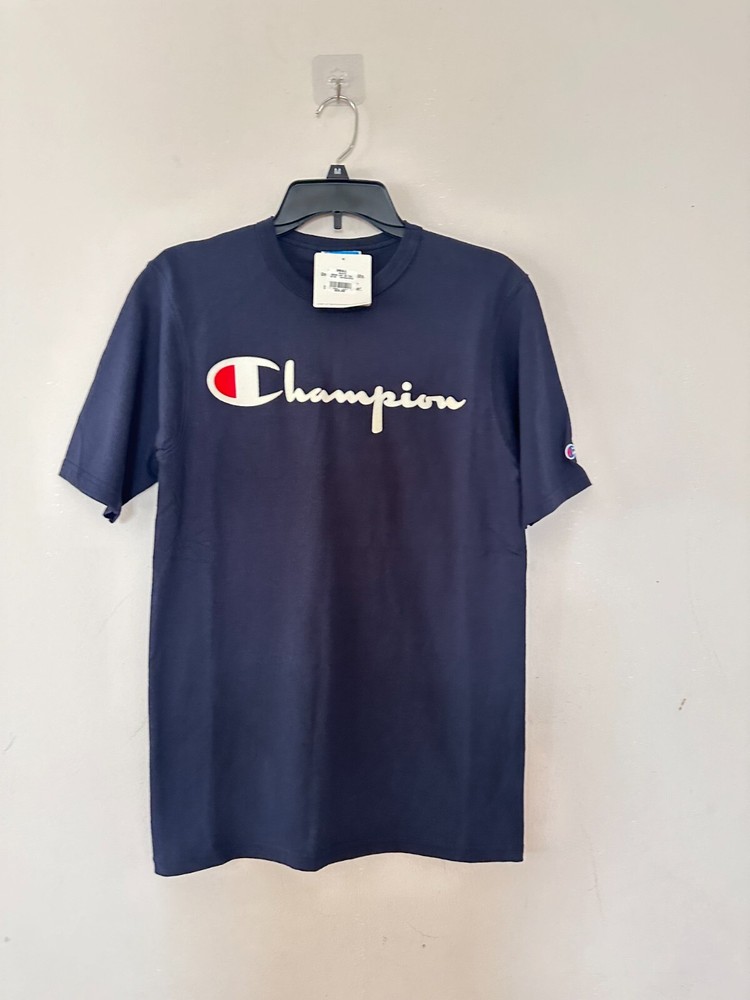 Champion Classic Logo Jersey Tee Men’s S Pit to Pit 17″ $25 Navy
