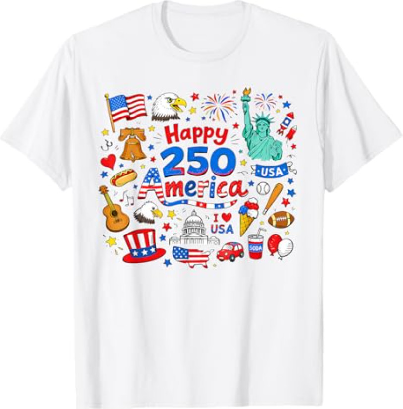 Happy 250 America United States 1776-2026 250th 4th of July T-Shirt