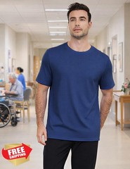 Mens Chemo Port Shirt Dual Side Zippers Dialysis Adaptive Clothing