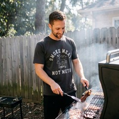 Mens Smoke Meat Not Meth T Shirt Funny Barbeque Cooking Grilling Joke Tee For