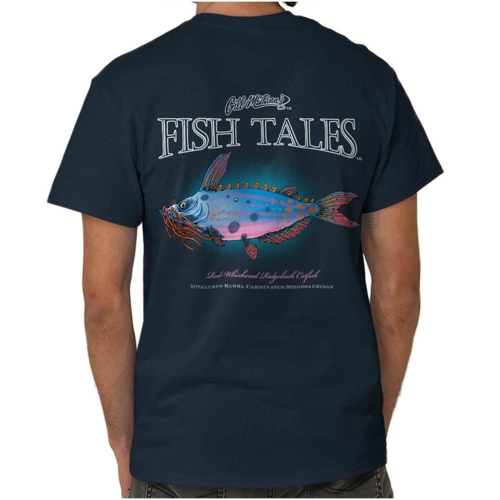 Gill McFinns Funny Catfish Outdoor Fishing Womens or Mens Crewneck T Shirt Tee