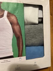 3 PACK PAPI COTTON STRETCH W/GRAY/BLUE TANK TOPS SOFT TOUCH TAG FREE SZ M(38-40)