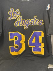 Mitchell & Ness Shirt Men’s Large Shaq O’Neal Lakers Name & Number Black Kobe