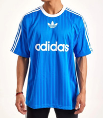NEW MEN’S ADIDAS ORIGINALS TREFOIL POLY TEE SHIRT ~SIZE LARGE #IM9456 BLUEBIRD