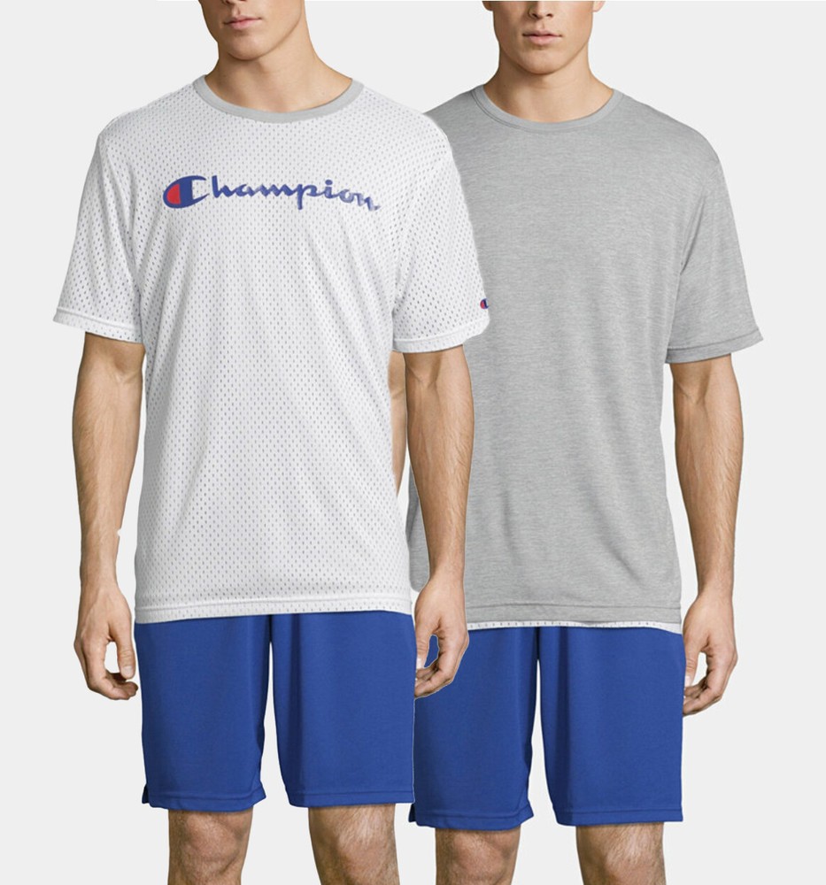 Champion Men’s White/Gray Double Dry Reversible Mesh Short Sleeve T-Shirt