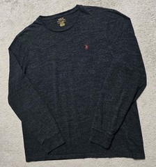 Polo Ralph Lauren Mens L Charcoal Gray Long Sleeve Shirt Custom Slim Fit Pony