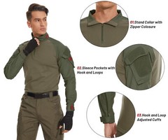 Men’s Tactical Shirt Long Sleeve Ripstop Work 1/4 Zip Training Quick Dry Shirts
