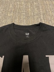 Gap Black Grey Logo Graphic Print Crew Neck Short Sleeve T-Shirt Size M