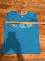 Vintage Velva Sheen URI T Shirt Mens XL Blue Rainbow Checkerboard Rhode Island