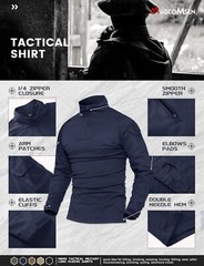 Men’s 1/4 Zip Tactical T-Shirt Long Sleeve Outdoor Hiking Casual Work Pullover T
