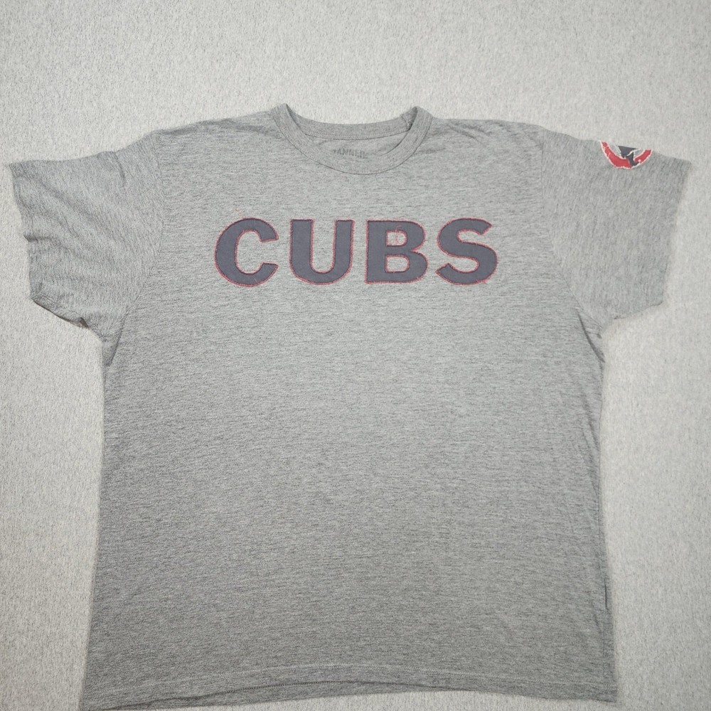 ’47 Brand Chicago Cubs T-Shirt Mens XL Gray Good Raw Edge Applique Logo Tee