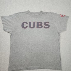 ’47 Brand Chicago Cubs T-Shirt Mens XL Gray Good Raw Edge Applique Logo Tee