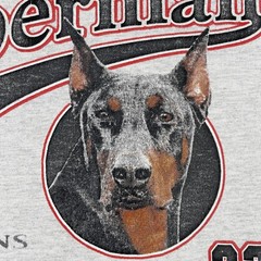 Vintage Doberman Dog Shirt Breed Of Champions #23 Large Gray Cotton Tagless