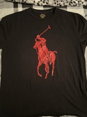 Polo Ralph Lauren T-Shirt Mens Small Black Big Pony Logo Graphic Tee Cotton
