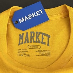 Market Studios XL Unisex T-Shirt Tend The Market Graphic Tee Yellow Multi New