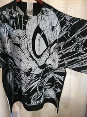 SPIDERMAN ALL OVER PRINT ON A SHAKA HEAVYWEIGHT GARMET DYED T SHIRT “MODERN”