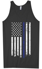 Threadrock Men’s Proud Dad Thin Blue Line American Flag Tank Top Police