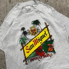 Vintage 70s 80s San Miguel Beer Liquor Promo Tshirt Medium Grey Budweiser Coors