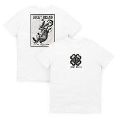 Lucky Brand No Luck Given Graphic Tee Dark Gothic Rabbit Streetwear Shirt