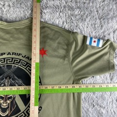 Army Combat Unit Shirt Mens Large Green Operation Spartan Shield Kuwait Skull