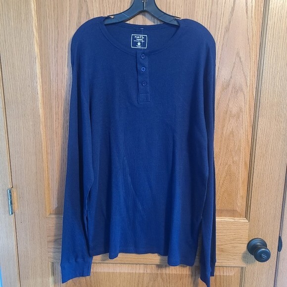 Rue21 Men’s Straight Hem Thermal Long Sleeve Shirt Blue Size XL NWT