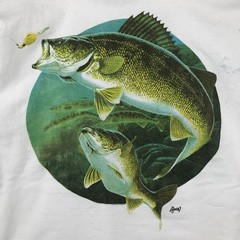 Used 90’S TSFORIGINALS fish print animal t-shirt made in USA men’s size XXL …