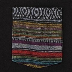 Beautiful Giant Garments black pocket tee with colorful woven/tribal pocket