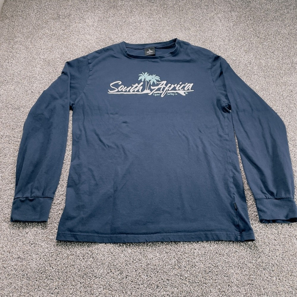 Rip Curl Mens South Africa Surfing Co Long Sleeve Graphic T-Shirt Navy Blue 2XL