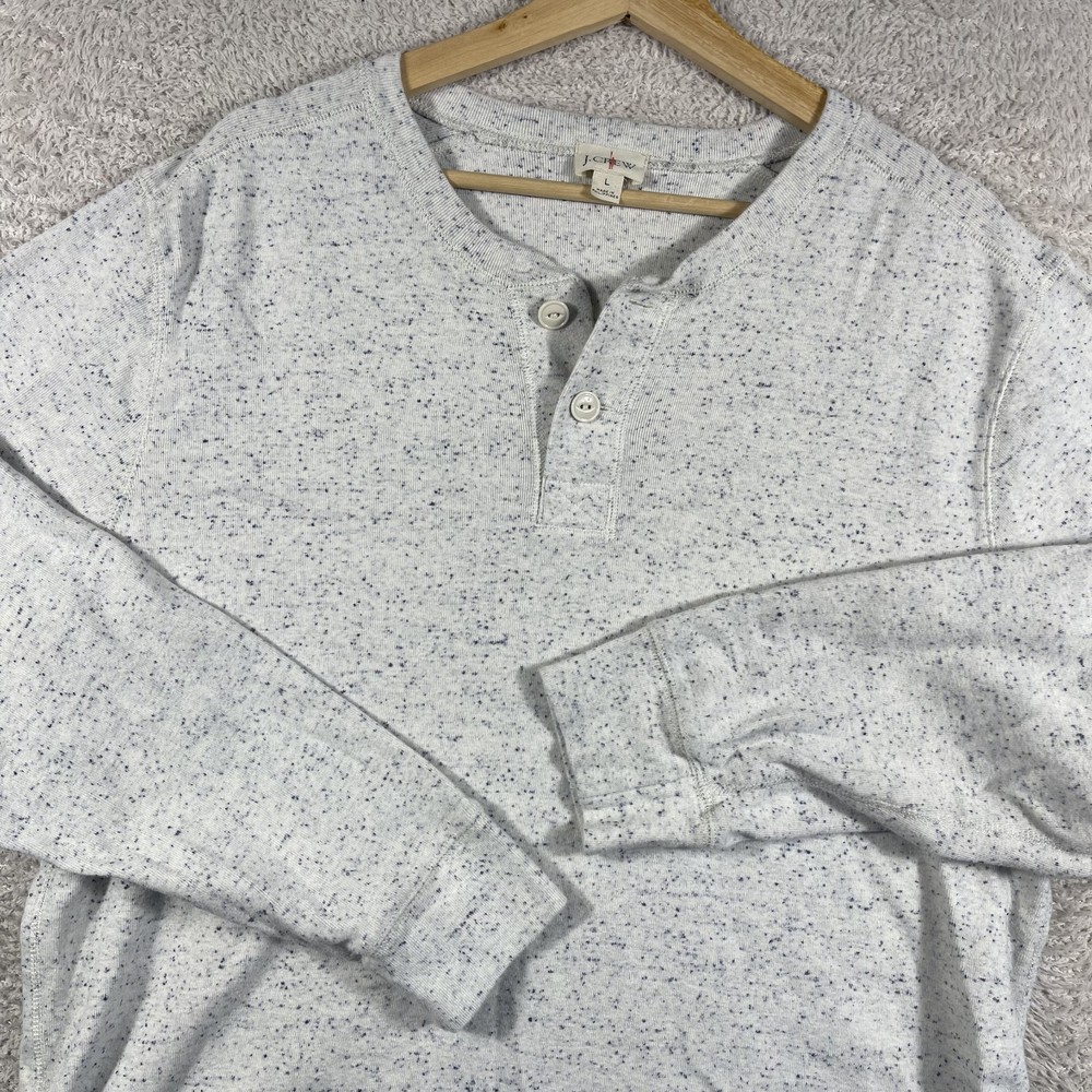 J. Crew Shirt Mens Large Gray Oarsman Heritage Brushed Rib Knit Henley Vintage