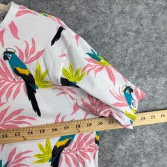 Free Planet Men’s Medium Parrot Tropical Graphic T Shirt Pink Cotton Summer Fre