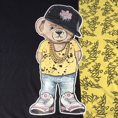 Bailey Apparel Hustle Fresh T Shirt Adult M Teddy Bear Short Sleeve Black Yellow