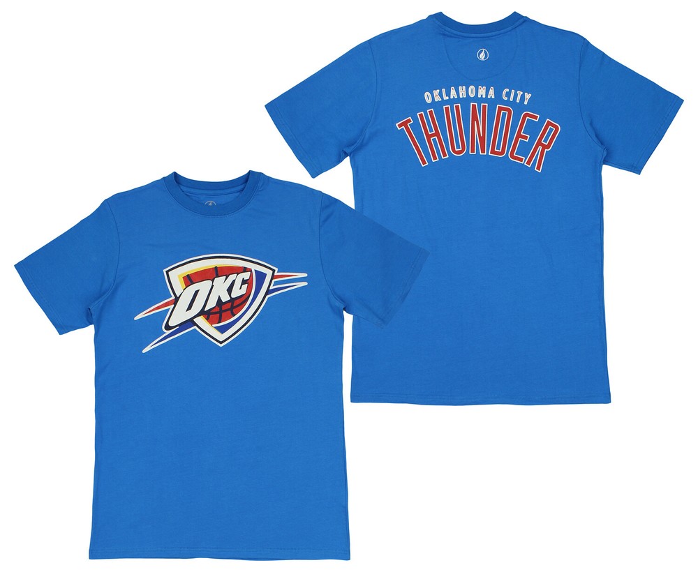 FISLL NBA Men’s Oklahoma City Thunder Team Color, Name and Logo Premium T-Shirt